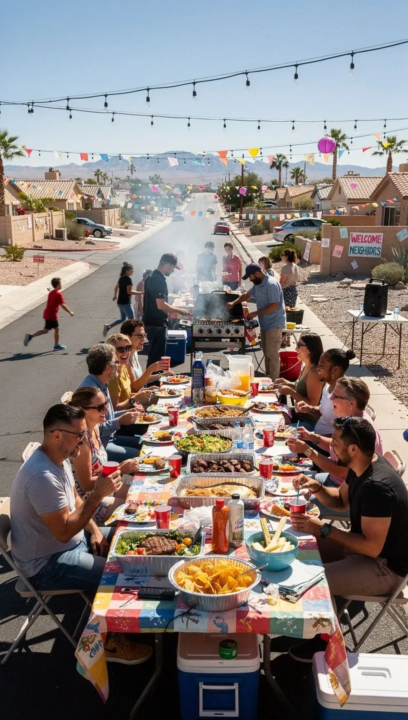 Welcoming social gathering with community activities and music.
